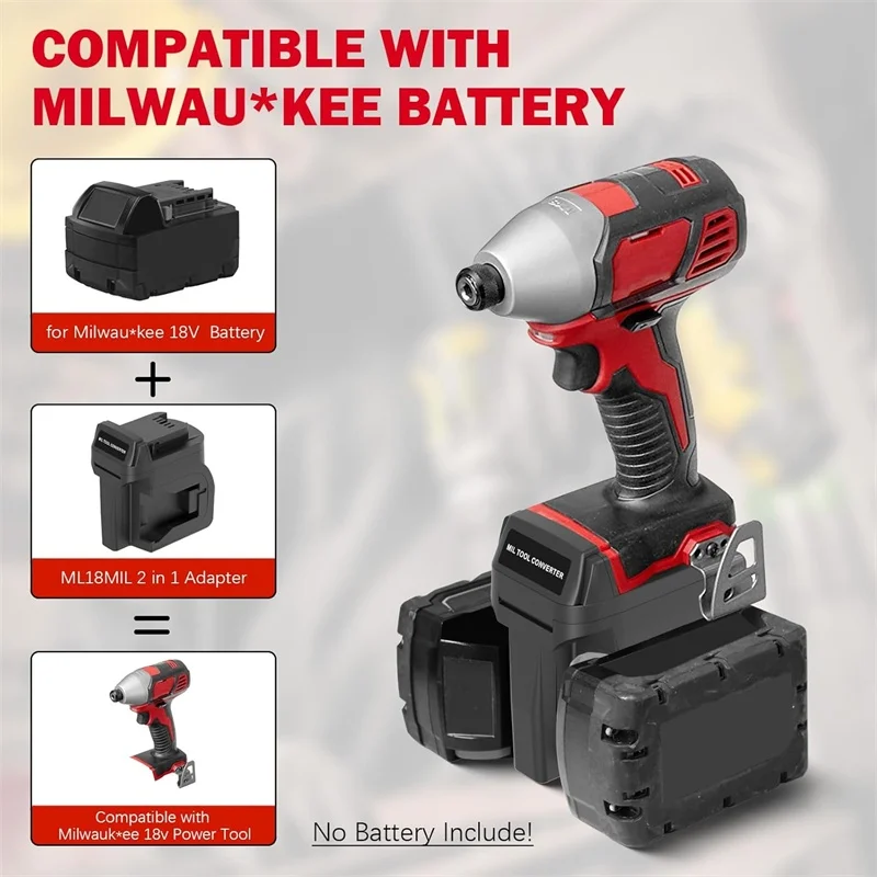 2 in 1 Battery Adapter for Milwaukee 18V Li-ion Battery to for Milwaukee 18V Red Cordless Power Tool Higher Power Converter