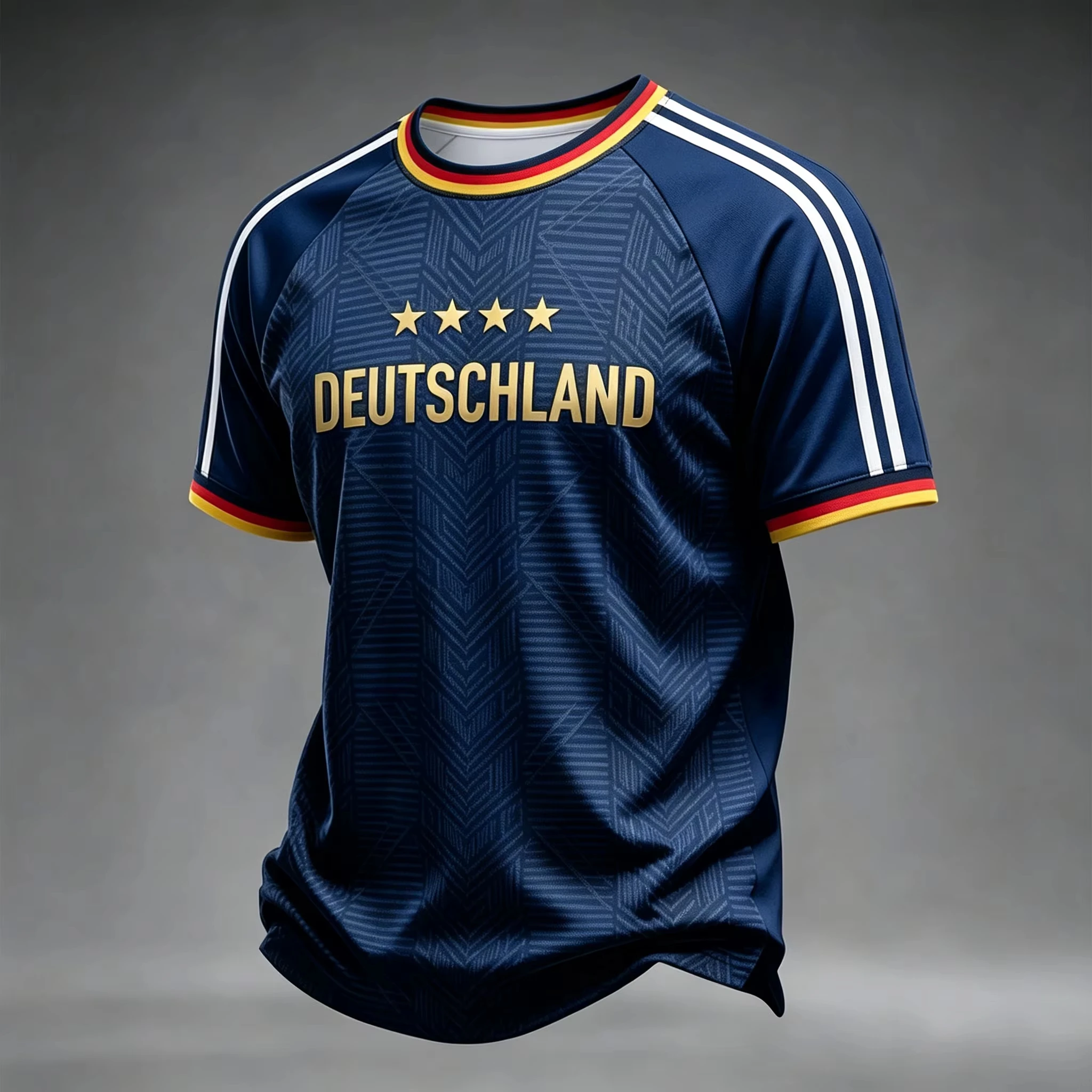 2026 Hot‑Sell Germany Fan Soccer Jersey Full Geometric Print Golden 4‑Star Multi‑Color Youth Outdoor Fitness Fashion Unisex Top