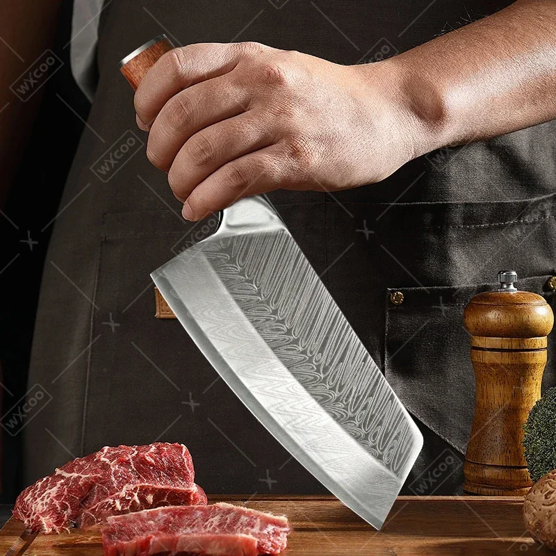 WXCOO متعددة الأغراض سكين الطاهي لوازم المطبخ الفولاذ المقاوم للصدأ سكين التقطيع المطبخ اللحوم الساطور سكاكين الجزار سكين قطعة العاج #4