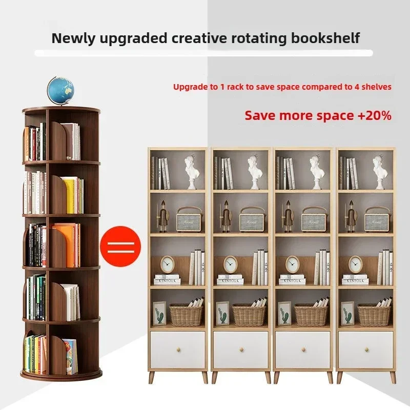 Bookshelf,Floor Standing Storage Rack,living Room Rotatable Storage Picture Book Rack,student Bedroom Storage Book Cabinet