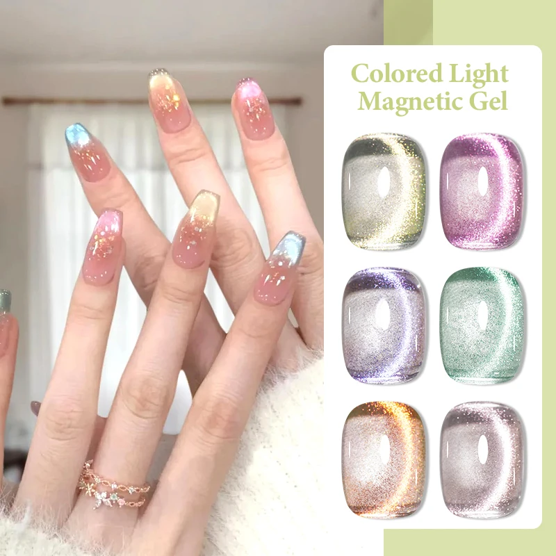 12 stücke Farbige Licht Katze Magnetische Gel Nagellack Set Gelee Glitter Semi Permanent Soak Off UV Gel Lack Basis top Mantel Set DIY
