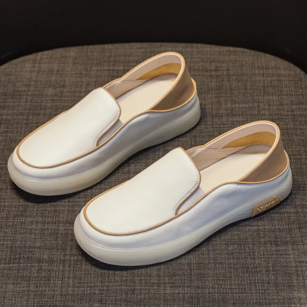 

Large Size Single Shoe Women's 2025 Spring New Item British Leather Bean Shoes Soft Soled Leather Shoes Flat Bottomed Loafers