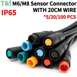 5/20/100 PCS M6/M8 Julet Sensor Ebike Display Cable Connector Electric Bicycle Butt Joint Plug LED Car Power Cord With 20CM Wire