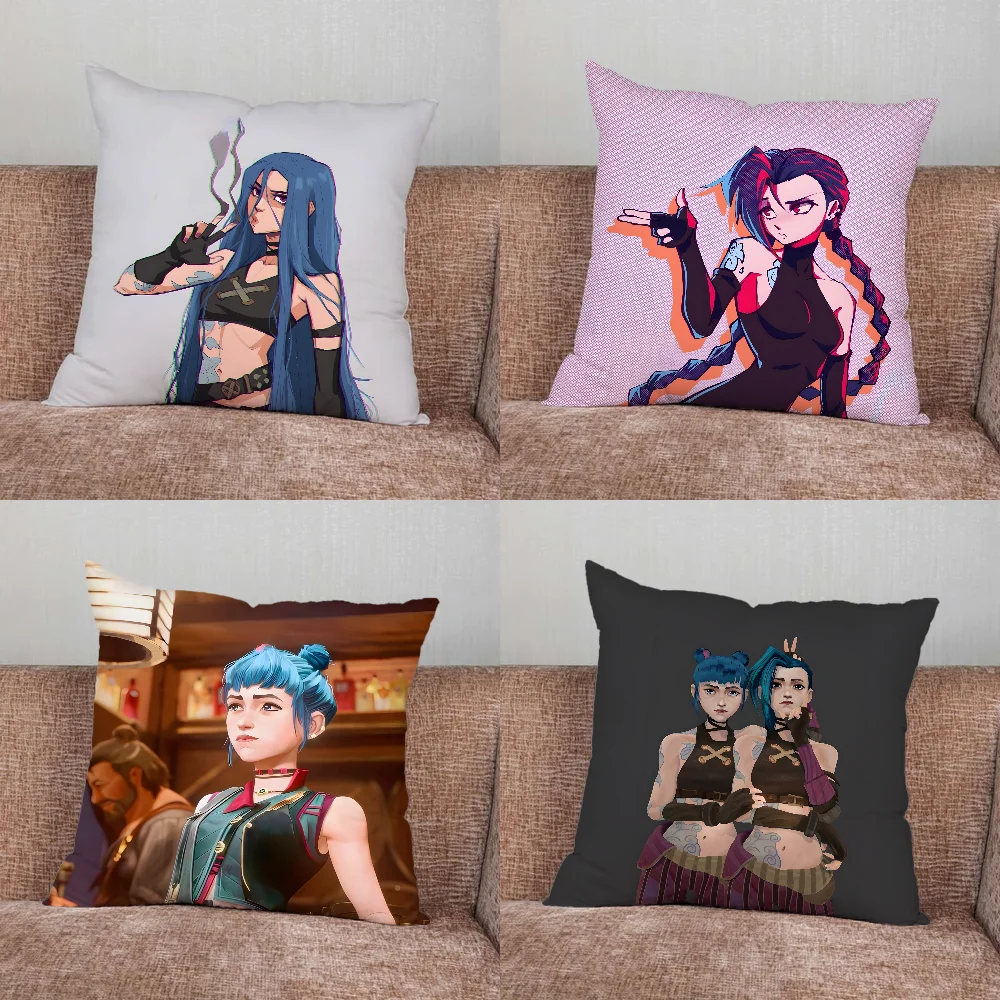 

Arcane JINX Anime Pillow Case For Home Bedroom Car Office Decoration Living Room Sofa Cushion Cover Suitable