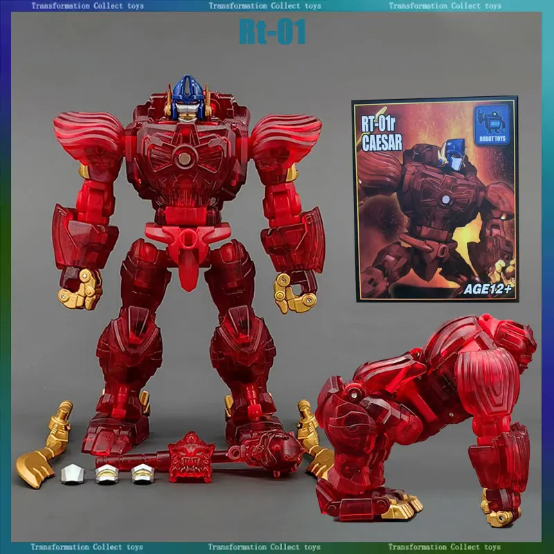 Na Stanie Transformacja RT-01 Caesar Rt01 Szympans Czerwony Przezroczysty Styl Mały Rozmiar Mini Figurka Akcji Kolekcjonerska Zabawka Prezent