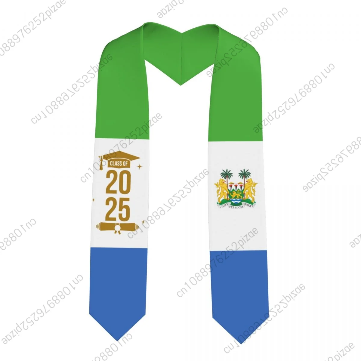 

Новый флаг Sierra Leone, класс 2025, 183*13 см, выпускной палантин, шарф с поясом для международных студентов, гордый