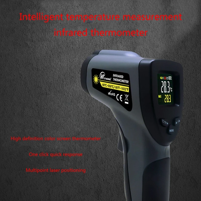 Digital Thermometer Non Contact Temperature -50℃~550℃/-58~1022℉ Colored Screen Auto-Power-Off