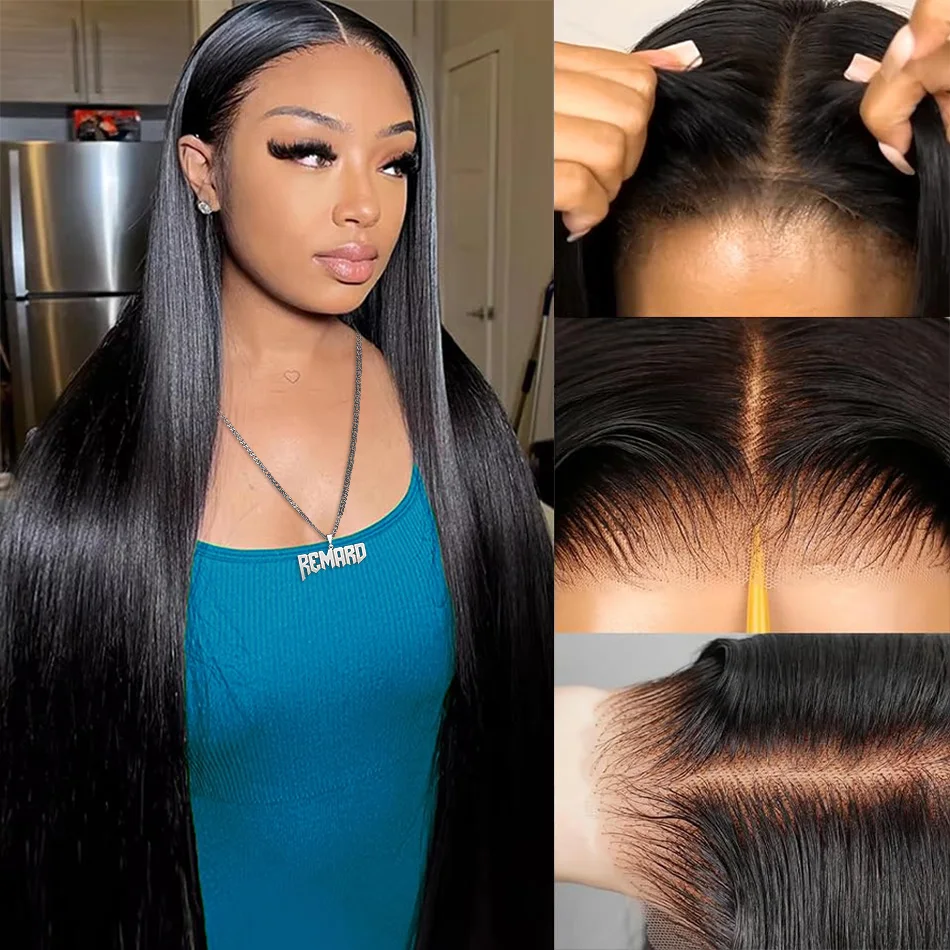 

5X5 Glueless Wig Human Hair 4X4 Straight Lace Frontal Wig For Women 220 Density 30 Inch Brazilian Hd Transparent Lace Front Wigs