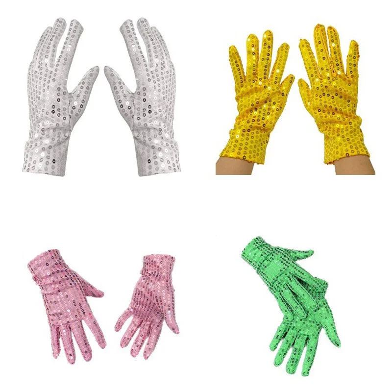 

50pcs performance gloves sparkle sequin dance gloves for adult fancy dress event party supplies Xmas halloween costume accessory