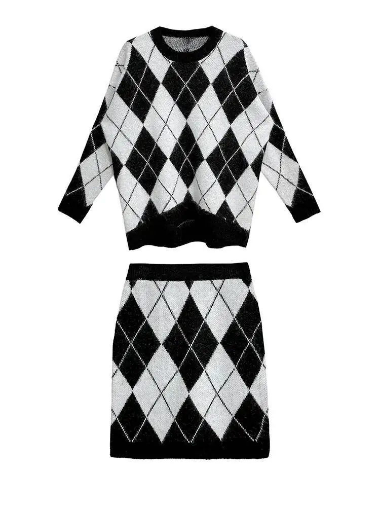 Size Black Big Sweater Skirt Two Pieces Suit New Round Neck Long Sleeve Women Fashion Spring Autumn 2026 GHKI view 5