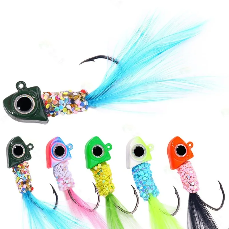 5 pcs 3.5g Jig Head Hook Colorful Colored pom-poms Fishing H
