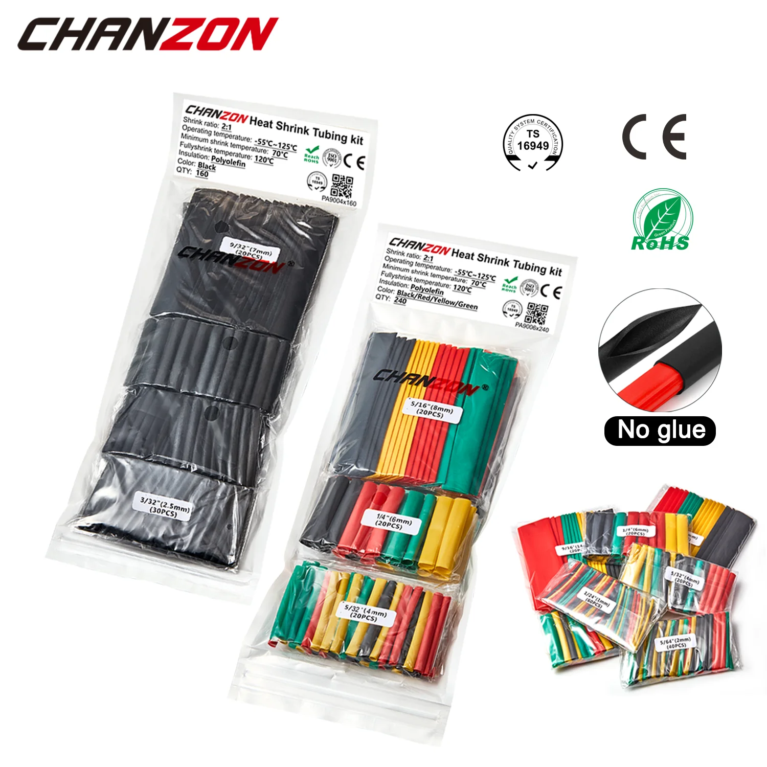 

2:1 heat shrink tube kit in Bag Shrinking Wrap Tubes Diy Repair Cables Heat-Shrink Pipe Assorted polyolefin wires kit