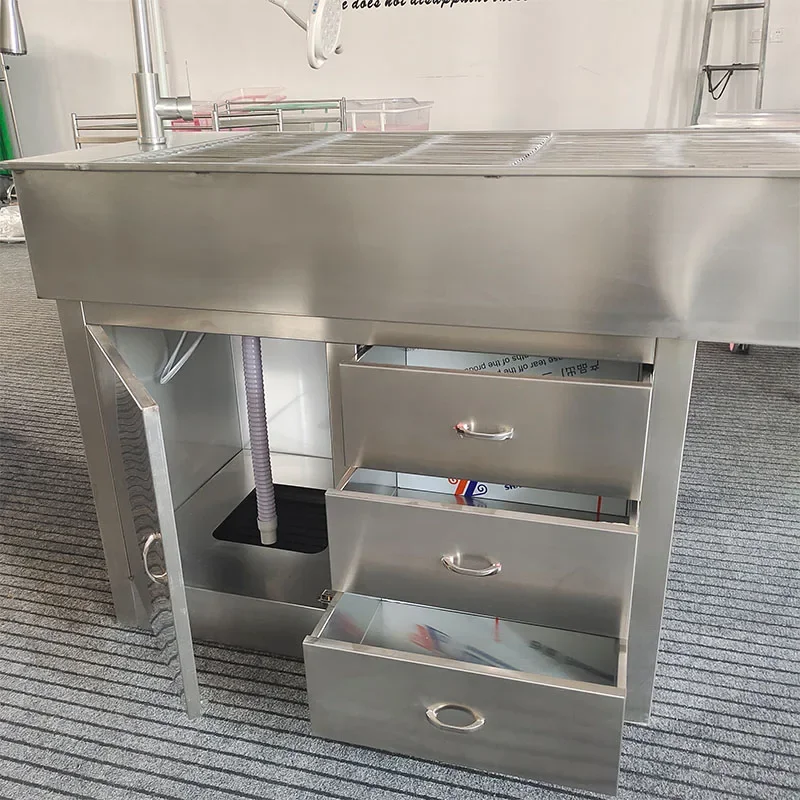 a forVET Pet Hospital Operating Table Veterinary Surgical Multifunctional Dental Disposal Examination Table