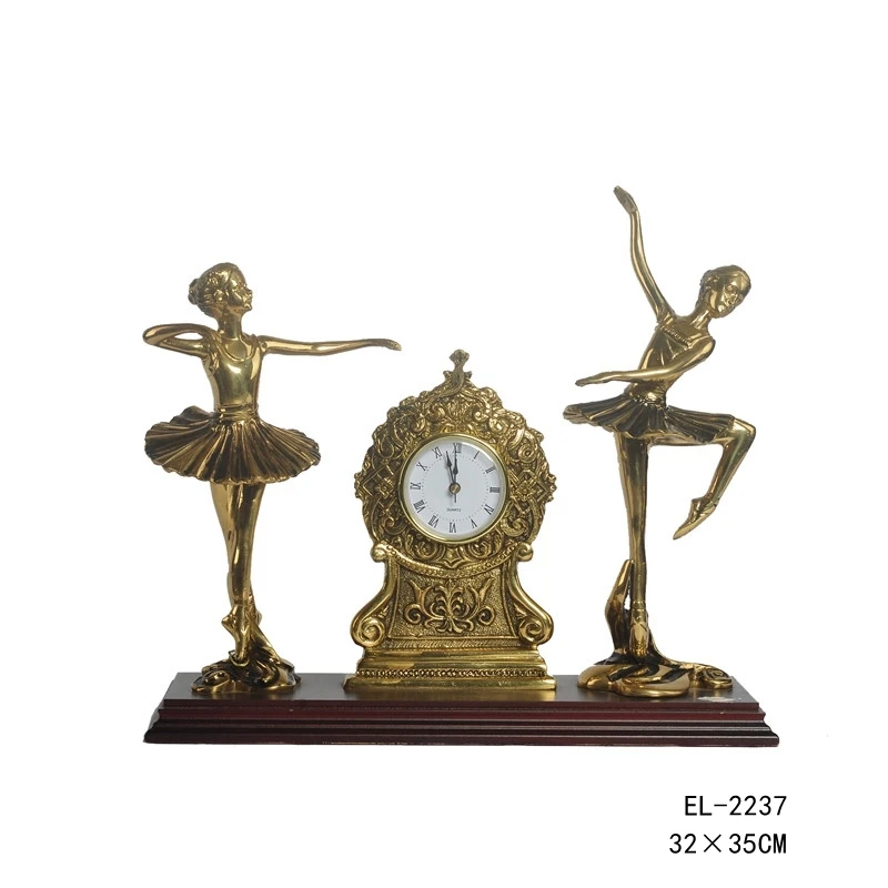 European imported Pure Copper Dance Villain Desk Clock Bedroom European Style Alarm Clock