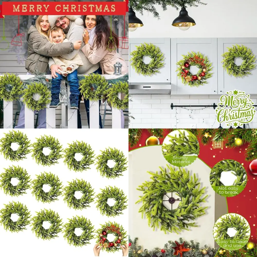 

10-дюймовый искусственный рождественский венок, зеленые венки своими руками для внутреннего и наружного декора, венок из сосновой иглы в стиле фермерского дома