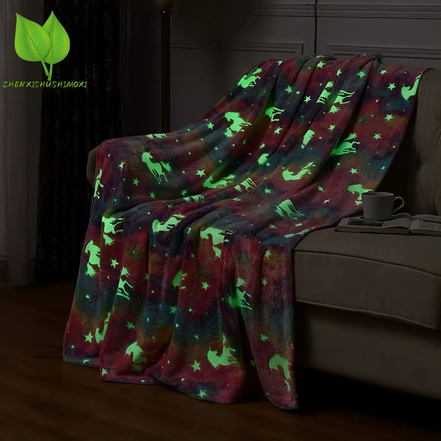 1pc Glow In The Dark Blanket, Unicorn Flannel Throw Blanket, Soft Warm Couch Blankets, Lightweight Blanket For Kids