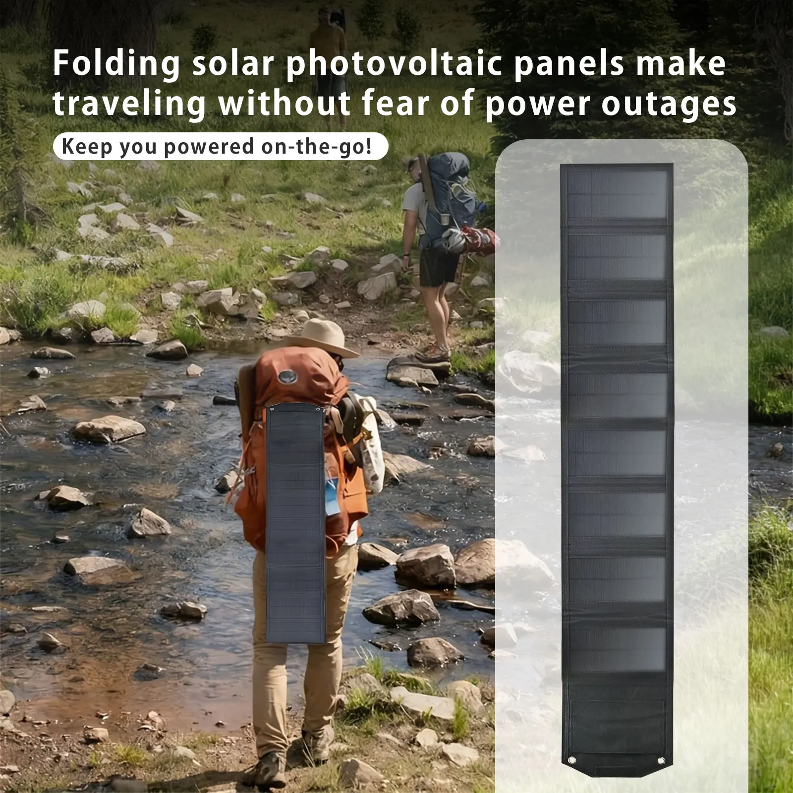 LEAORLD 80W Solar Panel Charger, 8-Foldable Solar Panel Fast Charging, Dual USB Solar Phone Charger, Monocrystalline High Effici
