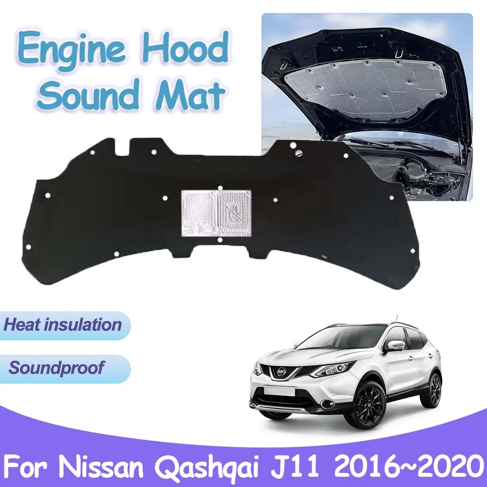 Car Engine Hood Pad for Nissan Qashqai J11 Rogue Sport 2016~2020 Sound Heat Insulation Cotton Mat Fireproof Interior Accessories