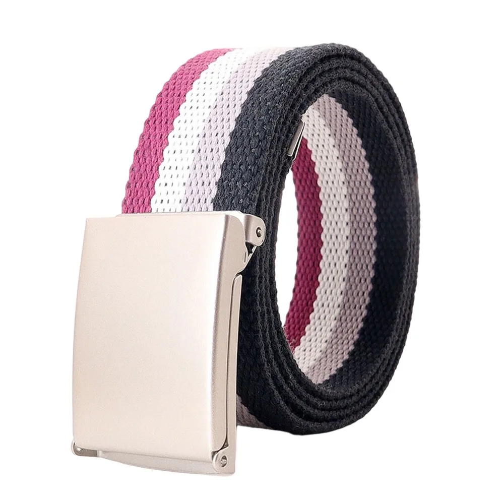 Fashion Colorful Canvas Belt 120cm Adjustable Metel Buckle Belt Casual Waistband Unisex