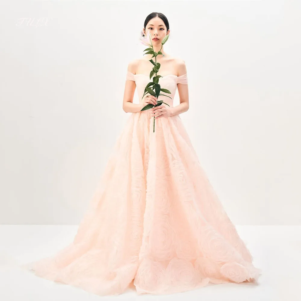 

Вечернее платье из тюля TULX Fairy, корейское платье для фотосессии, милое свадебное платье с короткими рукавами, длинное корсетное платье по индивидуальному заказу