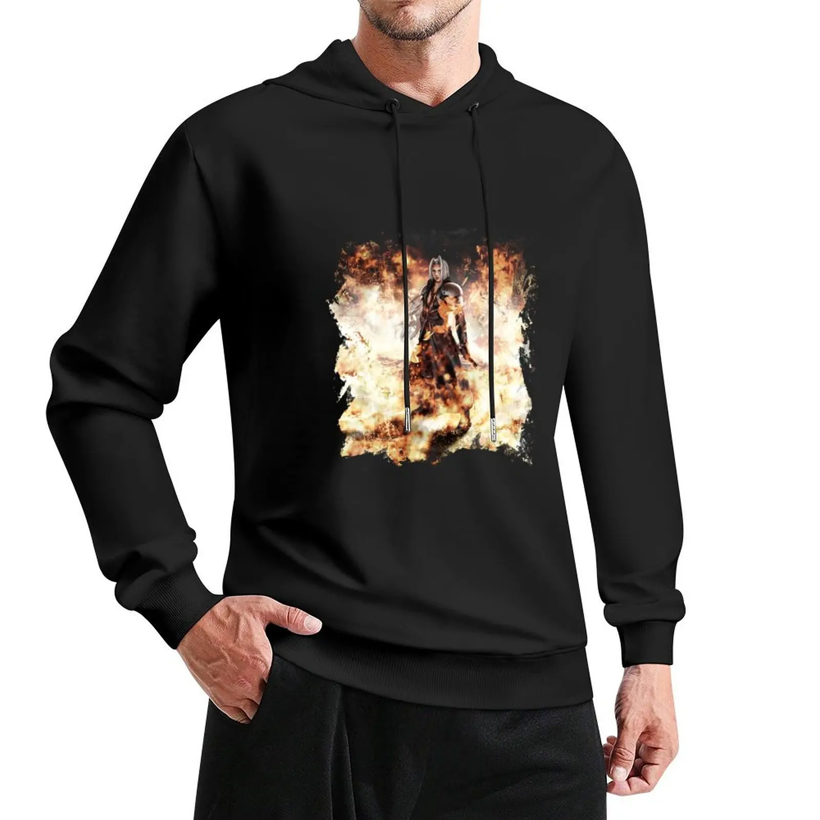 

NIbelheim accident, Sephiroth in Flames Pullover Hoodie korean style clothes clothes for men hoodies and sweatshirts new