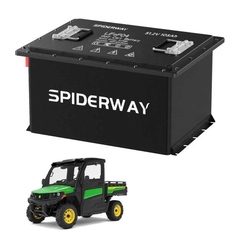 

48 В 105 Ач литиевая батарея для тележки для гольфа LiFePO4 с зарядным устройством BMS 25 А с ЖК-экраном для внедорожников John Deere Electric Gator