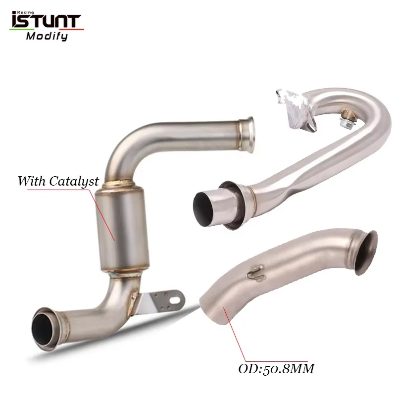 Front Mid Pipe Link Pipe Slip on For KTM DUKE 390 RC390 2017 2018 2019 Full Motorcycle Exhaust Moto Muffler System Motocross
