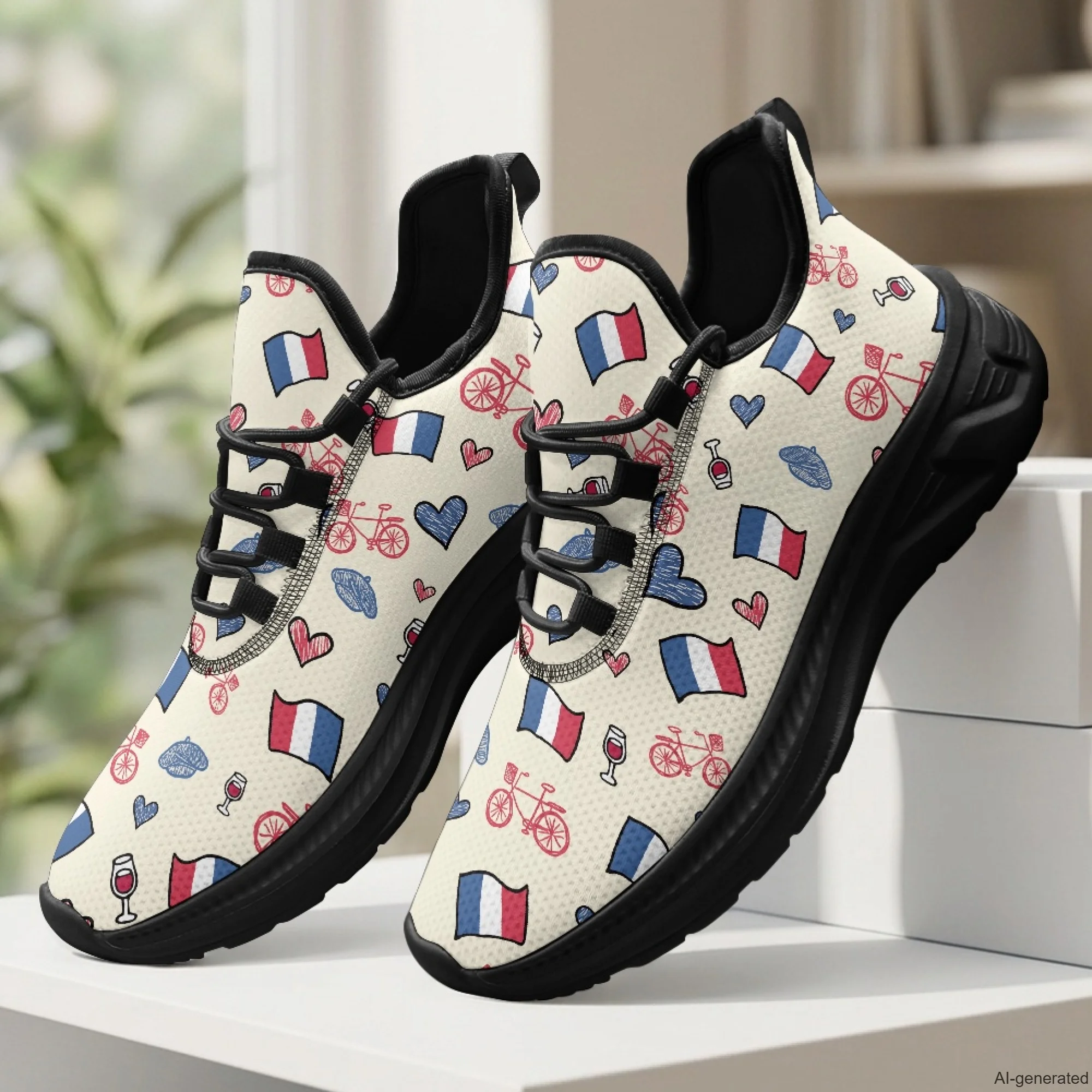 XIXIRIMIDO Womens Walking Shoes Nurse Shoes Nurse Sneakers French Flag Print Tenis Masculino De Corrida Barefoot Shoes 35-48