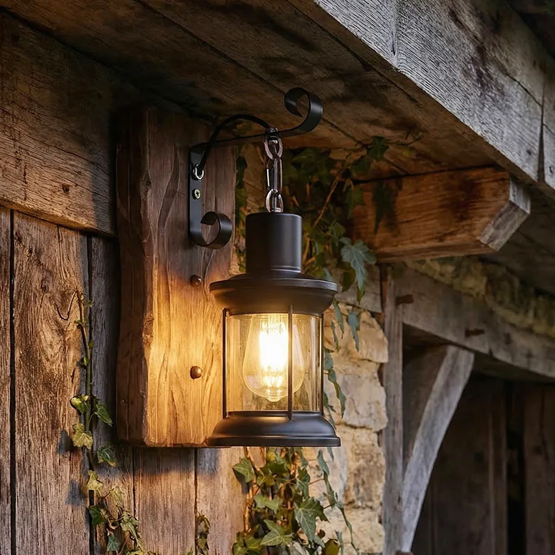 LED Retro Wall Lamp for Restaurant Cross-Border American Industrial Style Old-Fashioned Bar Corridor Lighting Wooden Indoor Deco