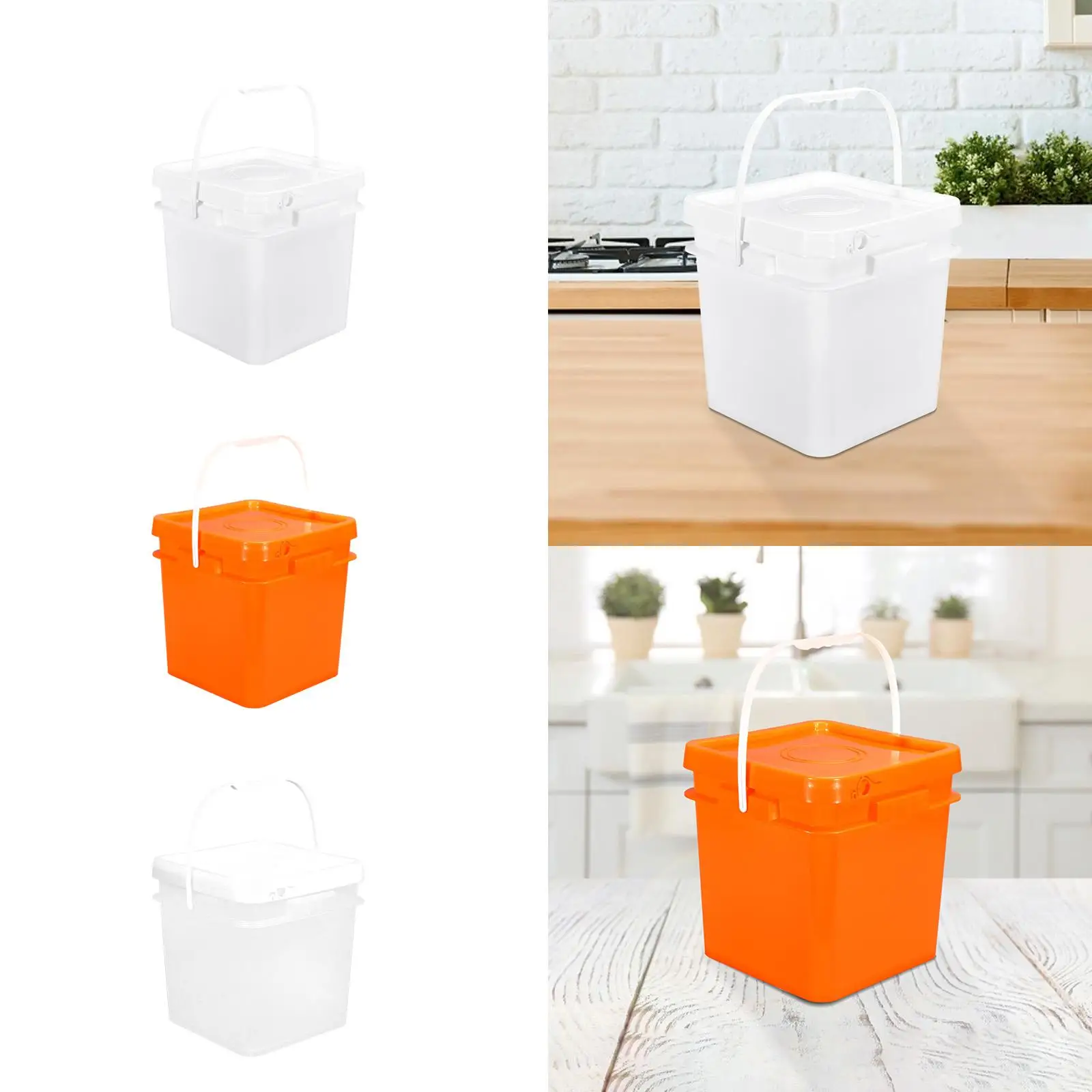 Square Bucket Multipurpose Portable Paint Bucket Food Storage Container for Paint Water Garage Home Art Crafts Projects Kitchen