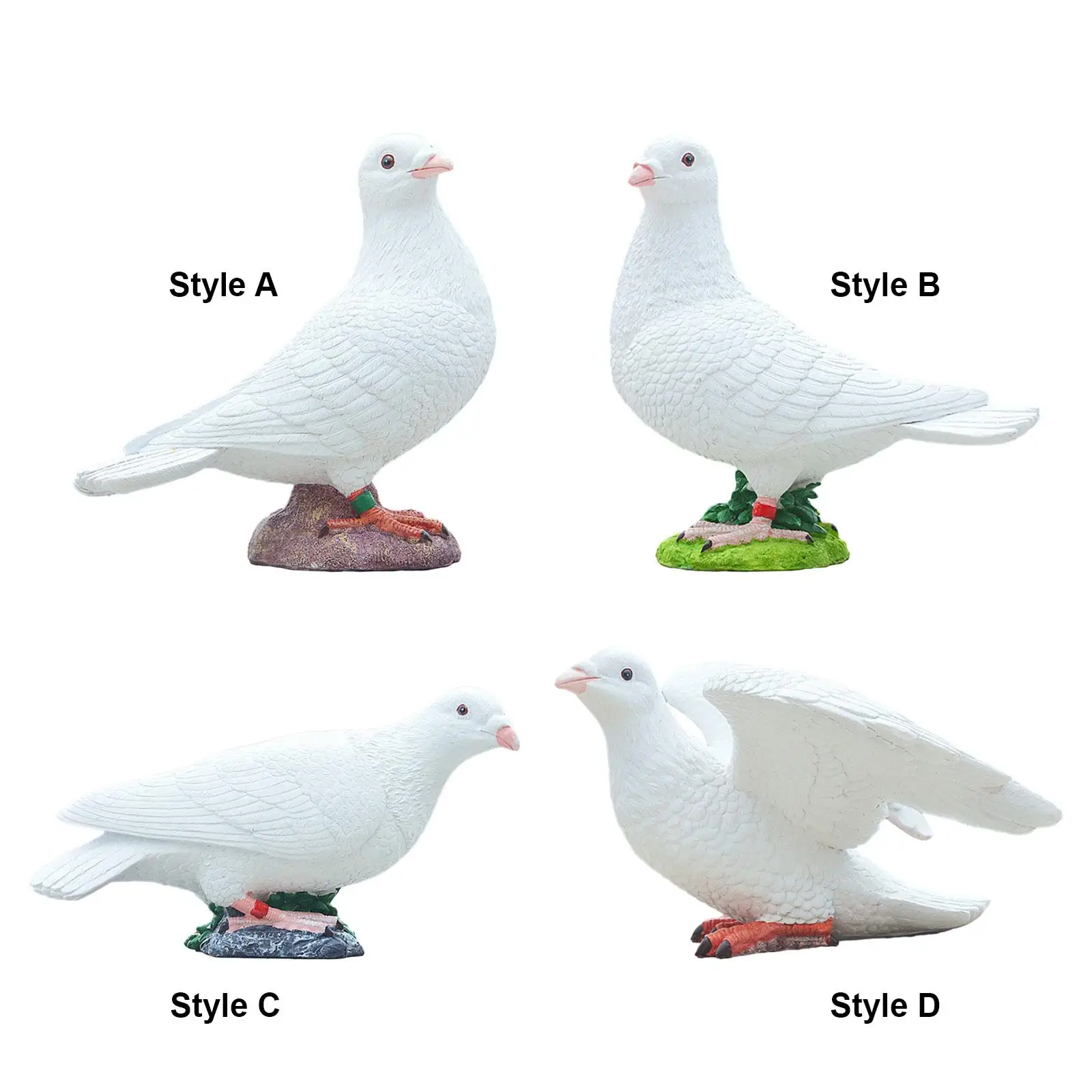 Artificial Pigeon Model Fake Birds Model, Collections Simulation Pigeon Statue White Pigeon Figurine for Yard Office Decor