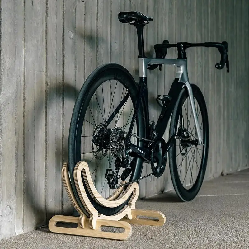 Wooden Cycle Stand Single Floor Cycle Parking Storage Rack Floor Stand Cycle Storage Organizer Garage Cycle Holder For Apartment