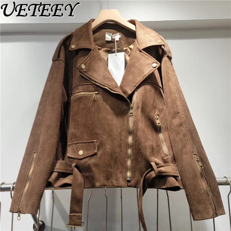 

Новая французская ретро-куртка из замши, свободного кроя, повседневная, с уникальным дизайном и молнией, женская зимняя теплая куртка 2026
