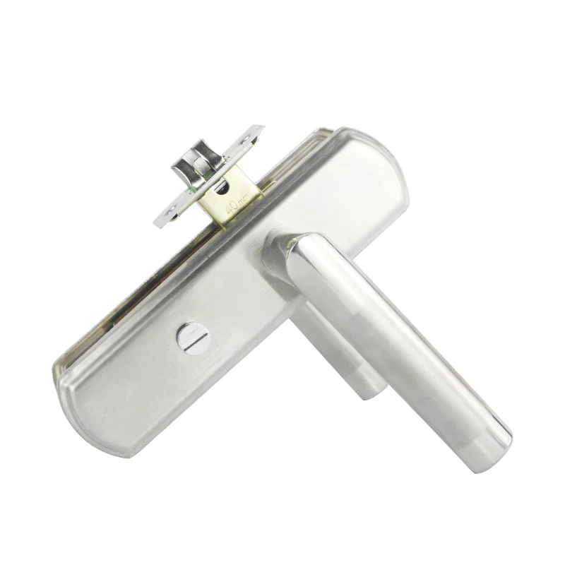 Stainless Steel Door Lock Keyless Indoor Bedroom Bathroom Aluminum Alloy Bathroom Handle Soundproof Panel Lock