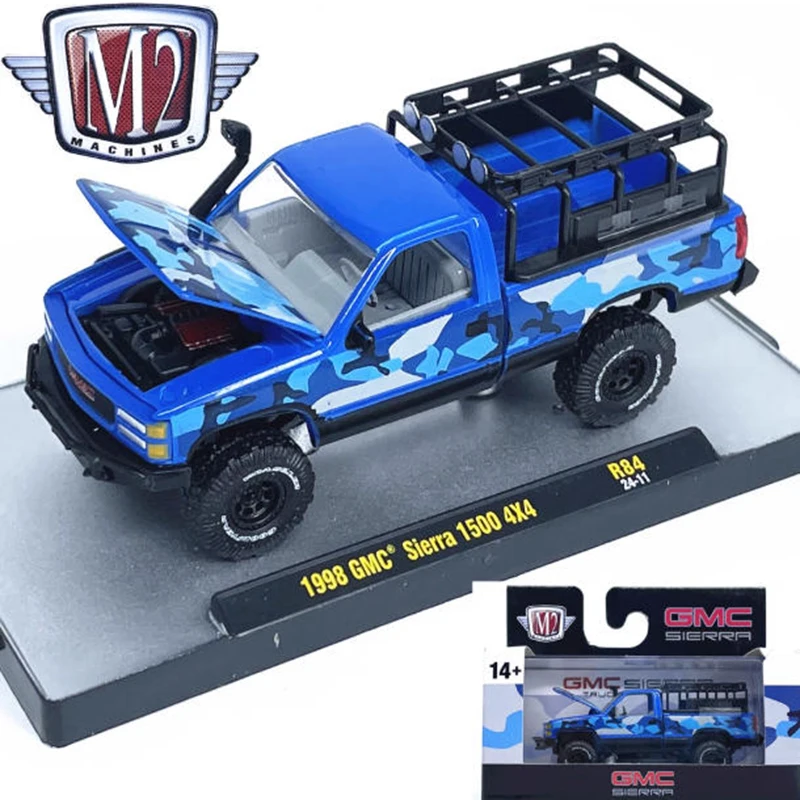 M2 1:64 1998 GMC Sierra 1500 4x4 Alloy Car Model Static Collection Decorated Holiday Gifts Toys