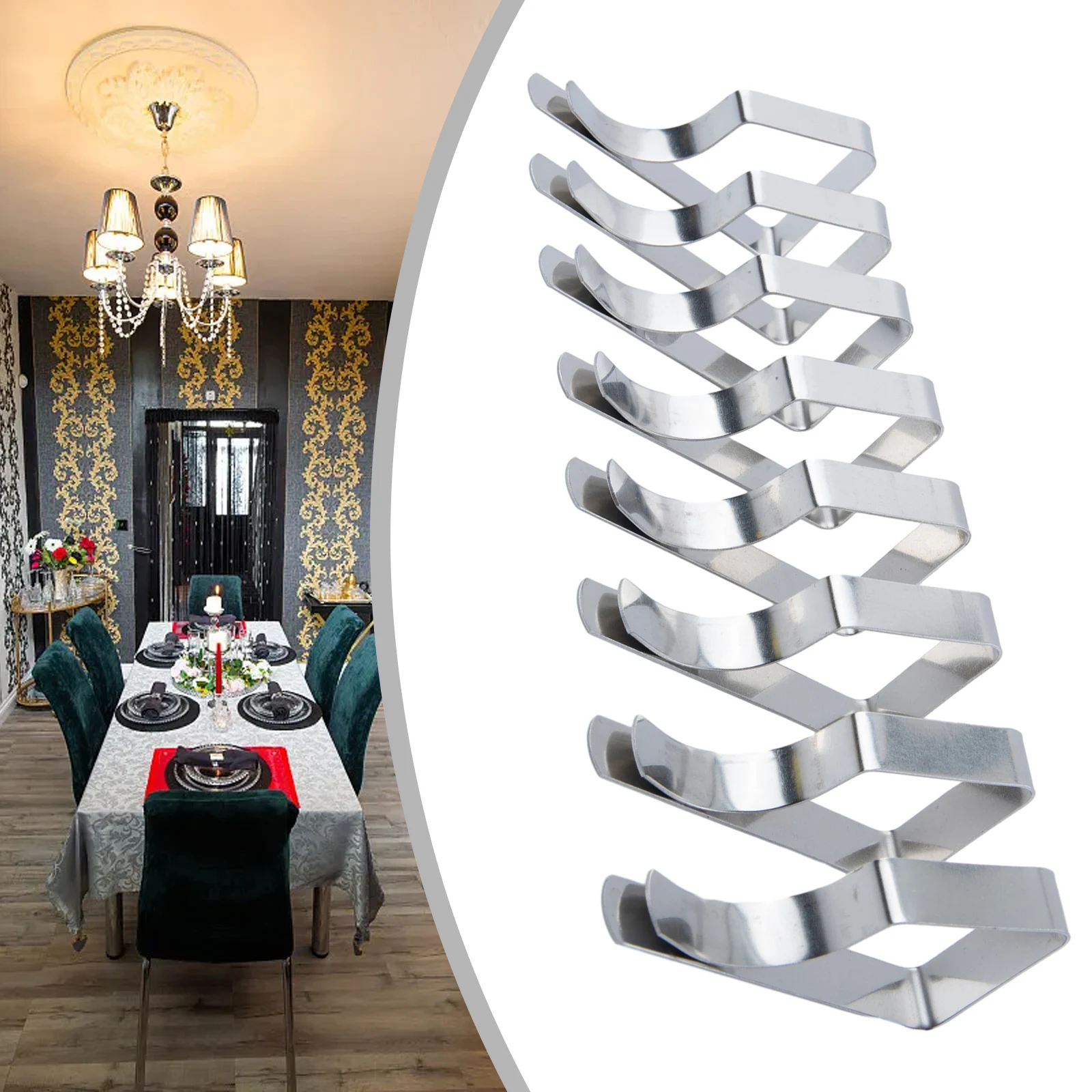 

8x Stainless Steel Table Cloth Clip Wedding Picnic Table Cover Clip Holder Tablecloth Clips Stainless Steel Anti-Slip Fix Holder