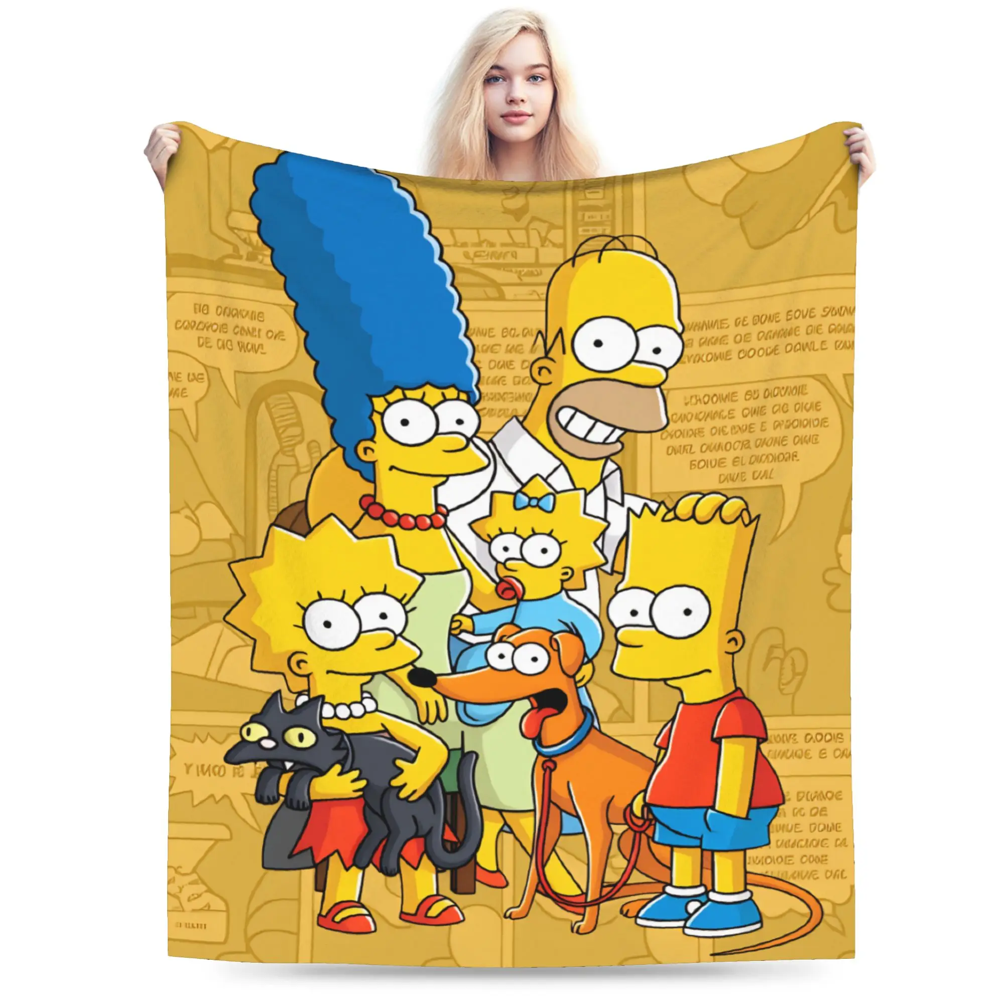 Funny S-Simpsons Family Portrait Blanket Quality Warm  Throw Blanket Autumn Camping Living Room Casual Bedspread