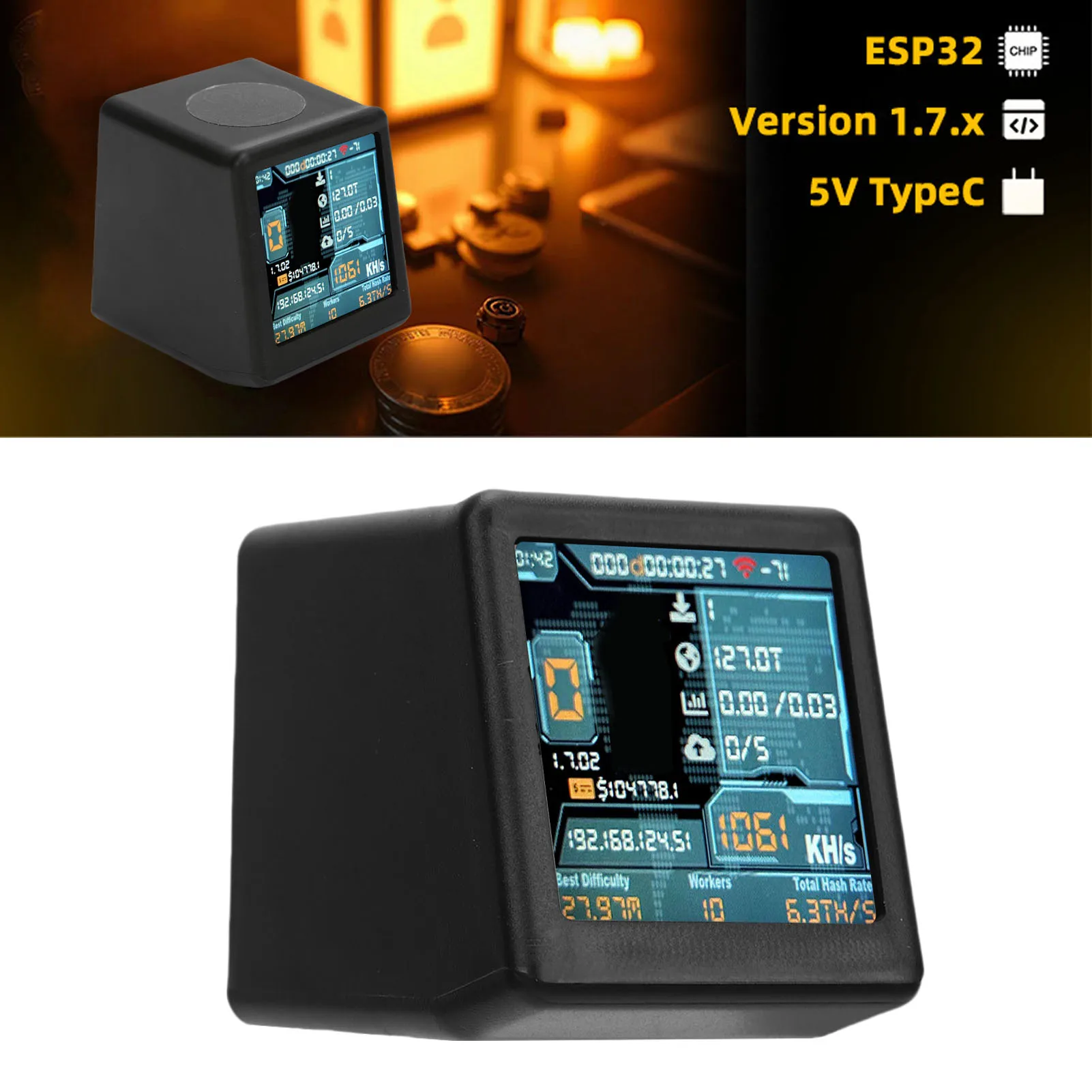 آلة تعدين BTC جهاز تعدين البيتكوين اليانصيب 1060KH/s Hashrate USB BTC آلة تعدين مع شاشة 1.54 بوصة لـ Bitcoin Dogecoin #2