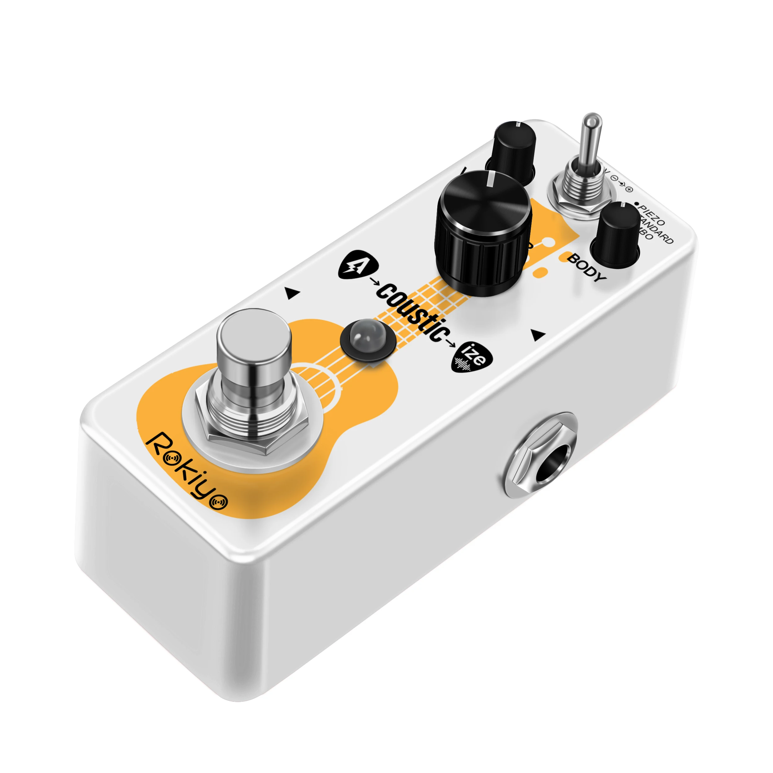 Rokiyo Acousticize Acoustic Simulator Guitar Pedal Piezo/Standard/Jumbo Synthesizer True Bypass Compact AC Stage Stompbox