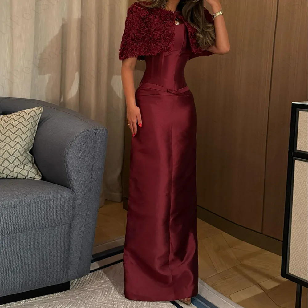 

Customized Straight Prom Dresses Floor-Length High-Neck Sleeveless Evening Gown Simple Fashion Flowers Stole Casual Party Gown