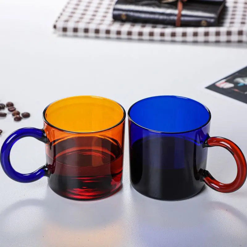 

Colorful thickened glass coffee cup, heat-resistant amber cup, available in multiple colors, high borosilicate glass coffee cup