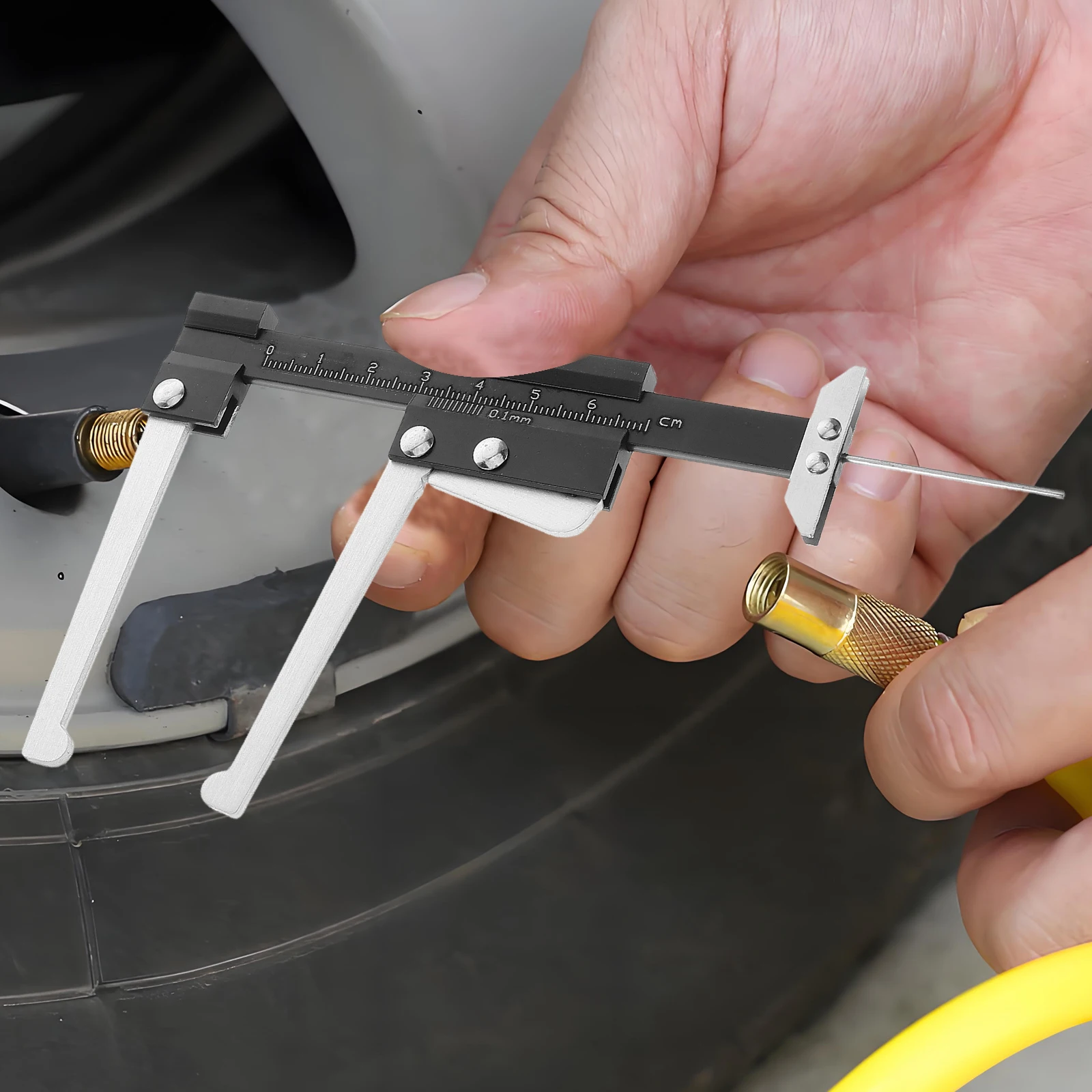 

Tire Tread Ruler Brake Rotor Measuring Tool Accurate Measurement Calipers Pad Gauge Alloy Auto Depth