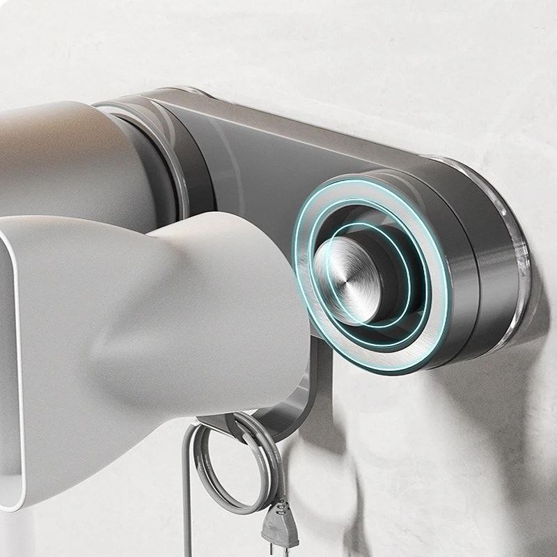 

Магнитный держатель для фена, липкое настенное крепление на присоске без сверления, водонепроницаемая подставка для фена с защитой от падения и органайзером на крючке