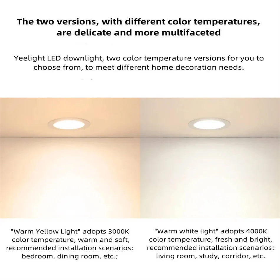 Yeelight LED Downlight Warm White/Warm Yellow lighting 5W 400 Lumens Night Light  Bedroom hallway kitchen light Safety lighting