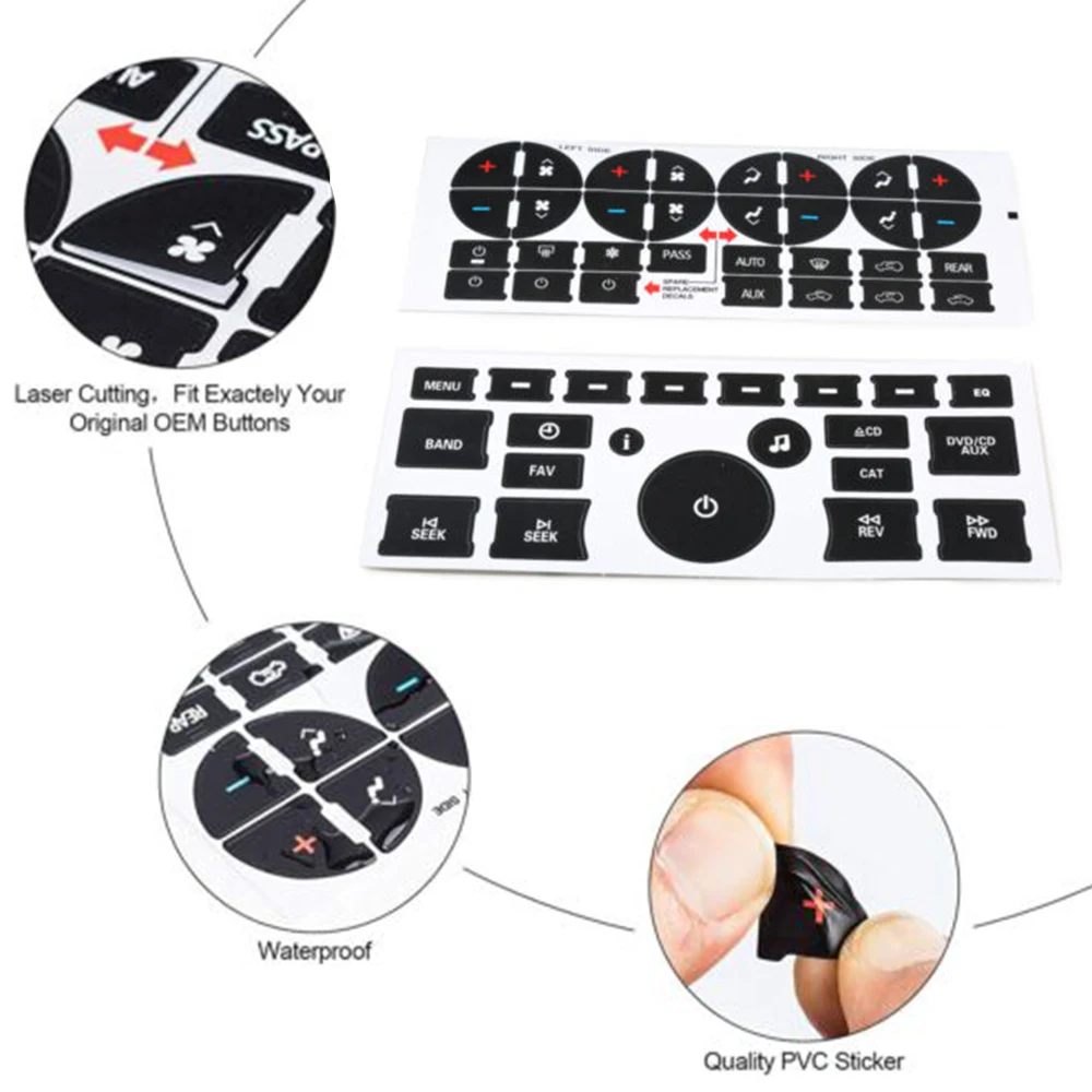 자동차 라디오 대시 보드 제어 버튼 수리 데칼 장식 스티커 A/C 버튼 스티커 GMC Chevrolet Accessor 용 인테리어 장식