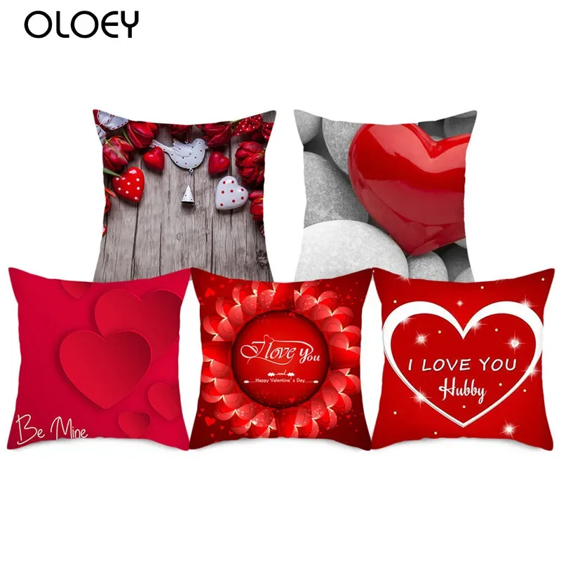 Red Lips Printed Cushion Cover Carton Heart Photo Pillow Cover New 2020 for Home Sofa Decorative Pillow Cases 45x45cm