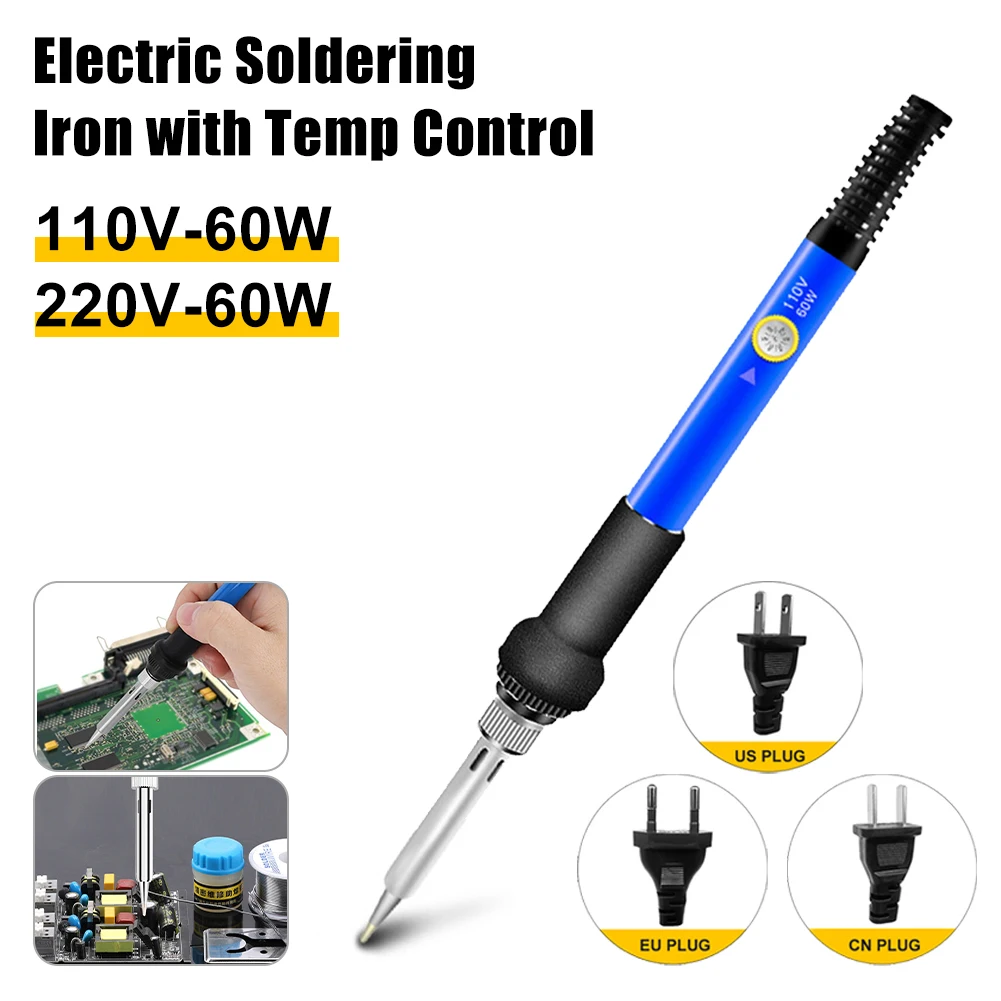 

EU US Electric Soldering Iron Kit 220V/110V 60W Adjustable Temperature Control Solder Tin Welding Heating Nib Repair Tool