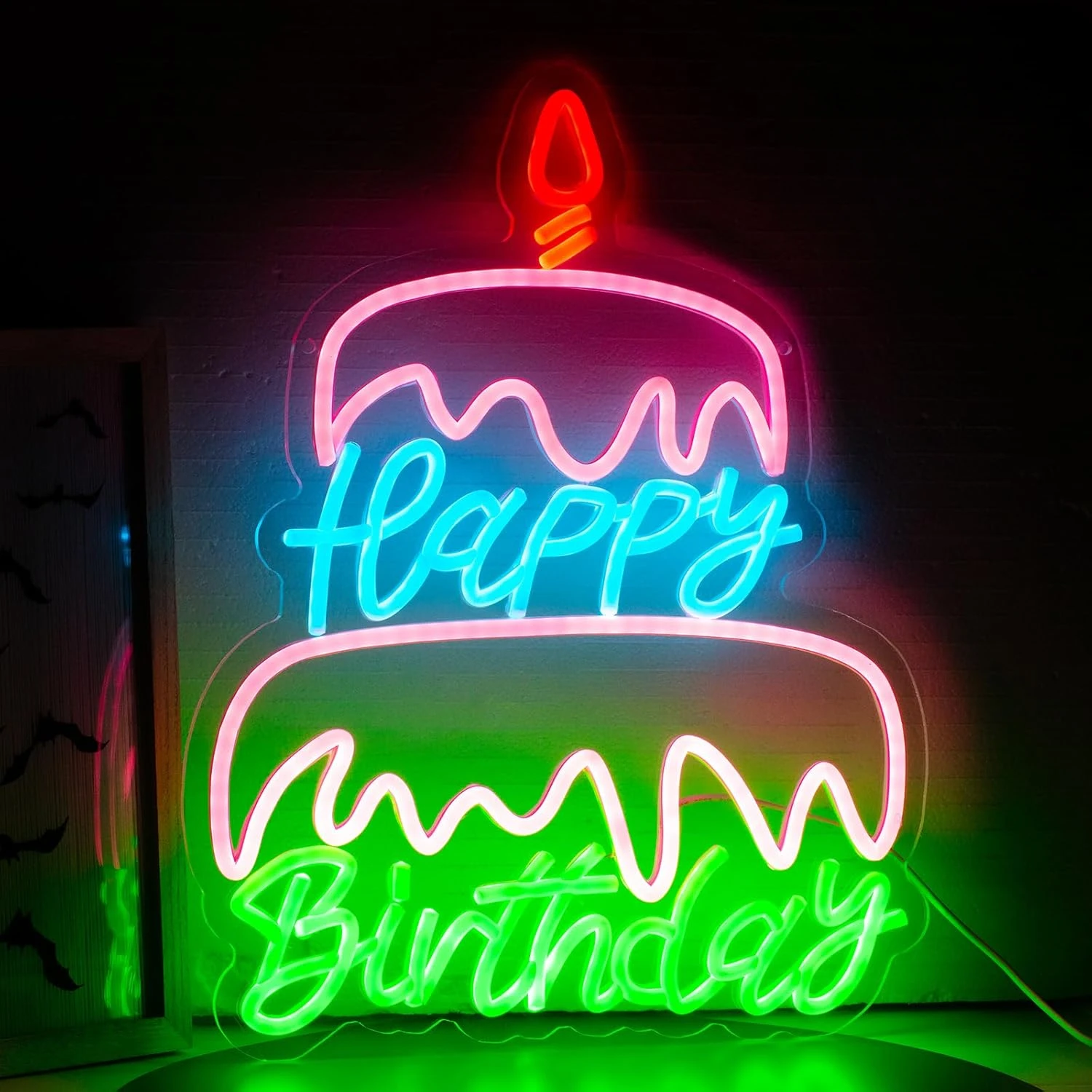 

Happy Birthday LED Neon Lights Dimmable Night light for Bar Club Bedroom Hotel Decor Birthday Party Outdoor Neon Decor Art Gifts