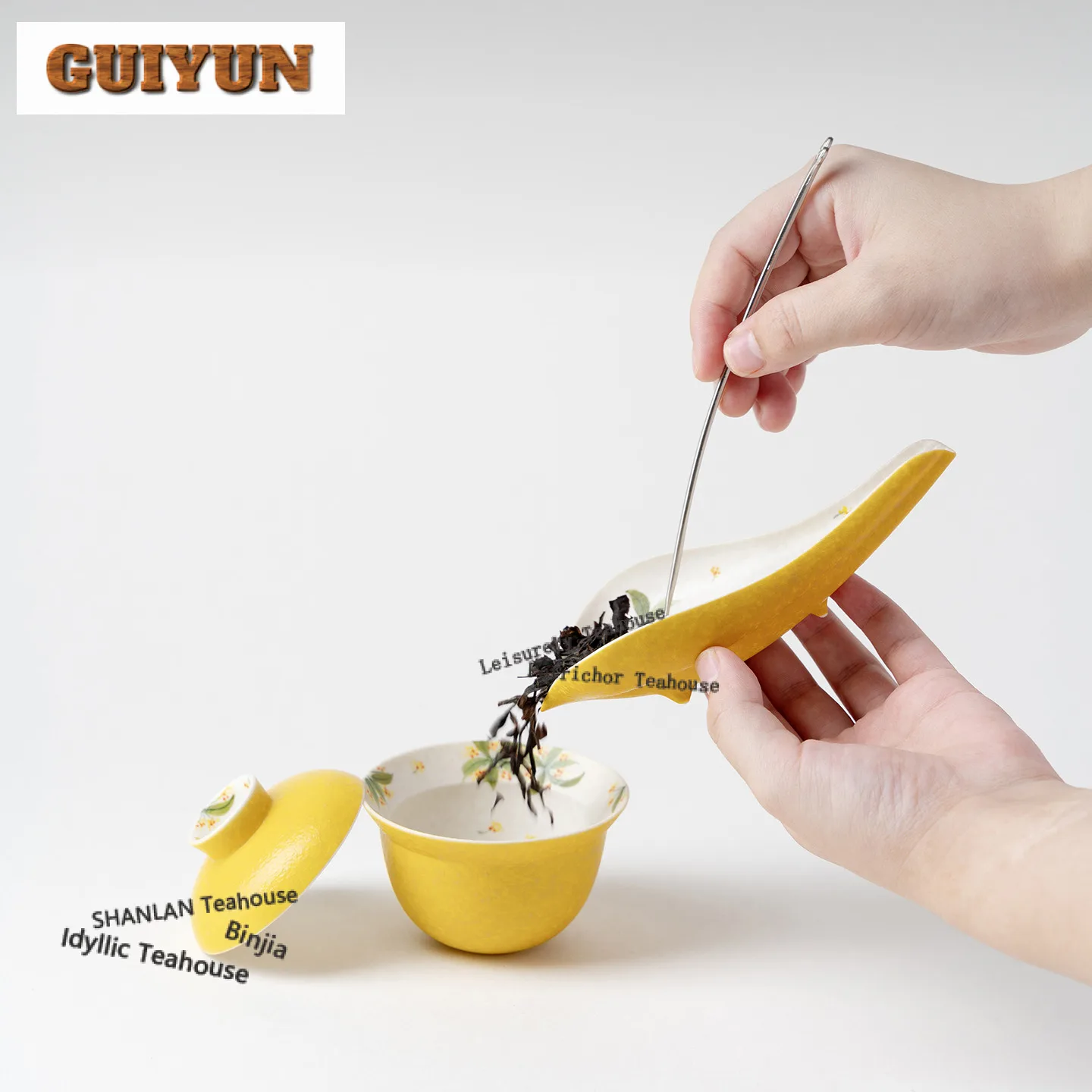 Hand-painted Osmanthus Tea Scoop Aesthetic Tea Infuser Spoons Chahe Shovel Awakening Tea Ladle Chinese Tea Set Ornaments Craft