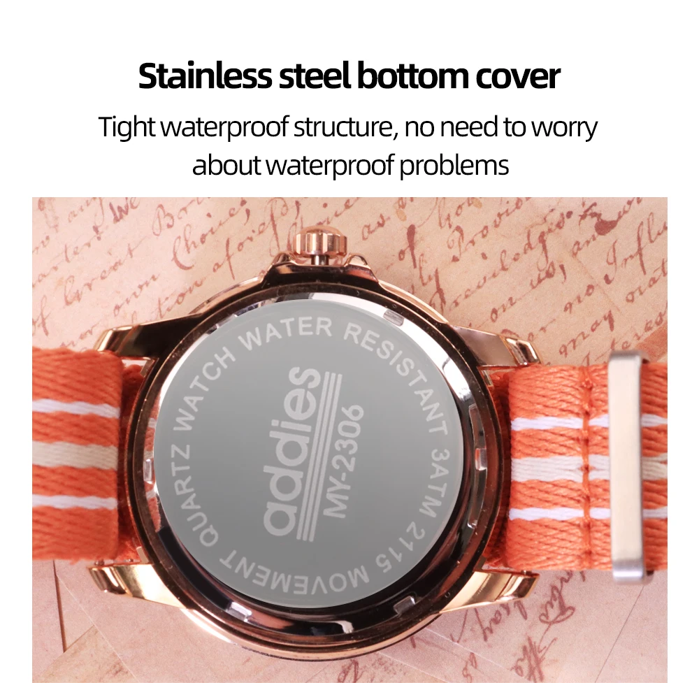 ADDIES 44mm Herren-Quarzuhr BGW9 Super Leuchtend 50m Wasserdicht Datumsfunktion Nylonarmband Casual Outdoor Herrenuhr – Detail 9